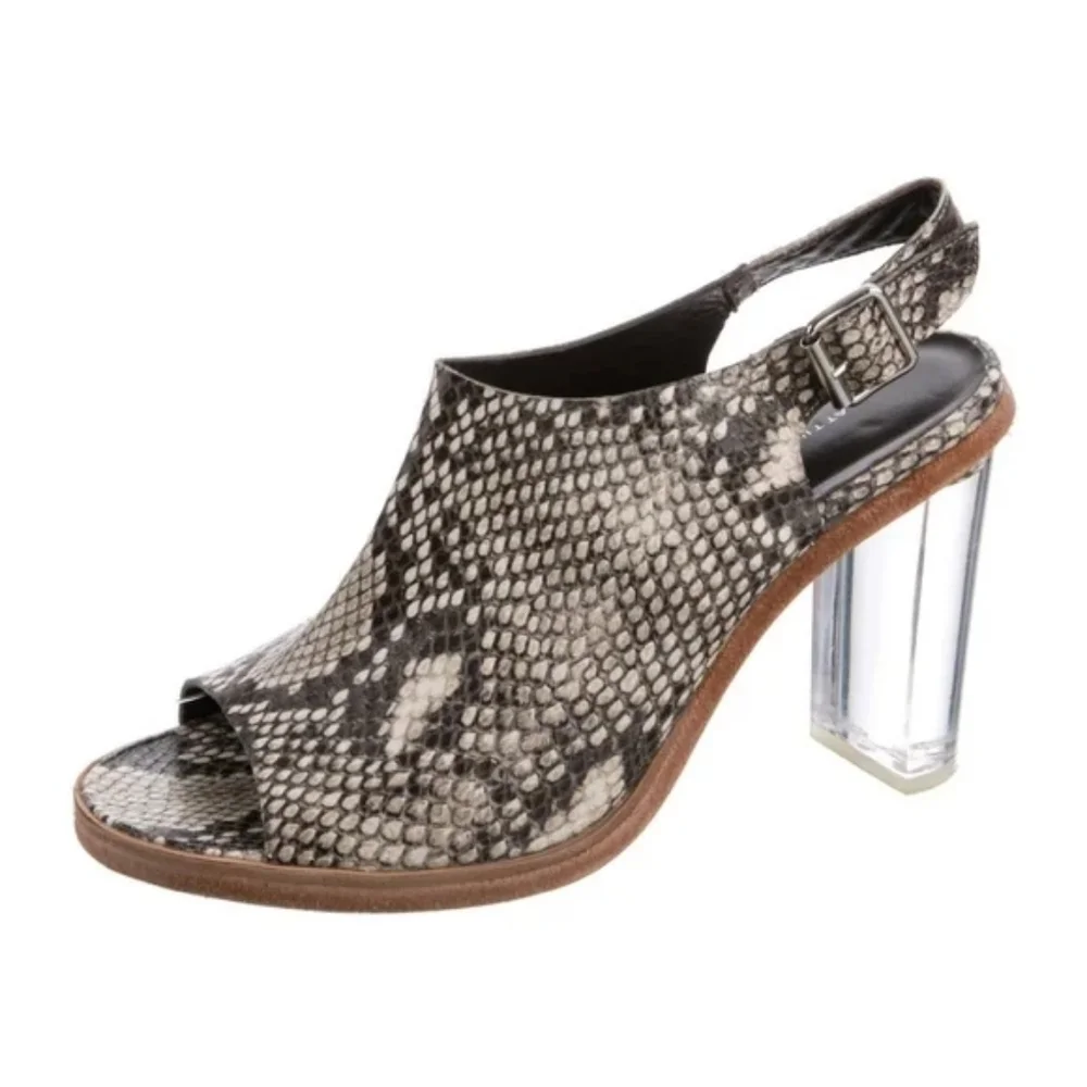 AGL Snakeskin Slingback Sandals – Size 9.5 – NWT – Clear Heel